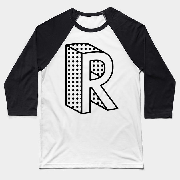 3D Ben Day Dot Isometric Letter R Baseball T-Shirt by murialbezanson